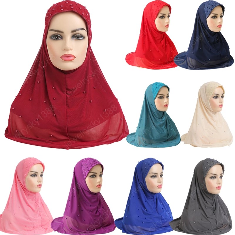 Muslim Women Hijab Islamic Scarf Woman One Piece Cap Full Cover Headwear with Beautiful Beading Lace 11 Colors 70*60CM
Muslim Women Hijab Islamic Scarf Woman One Piece Cap Full Cover Headwear with Beautiful Beading Lace 11 Colors 70*60CM