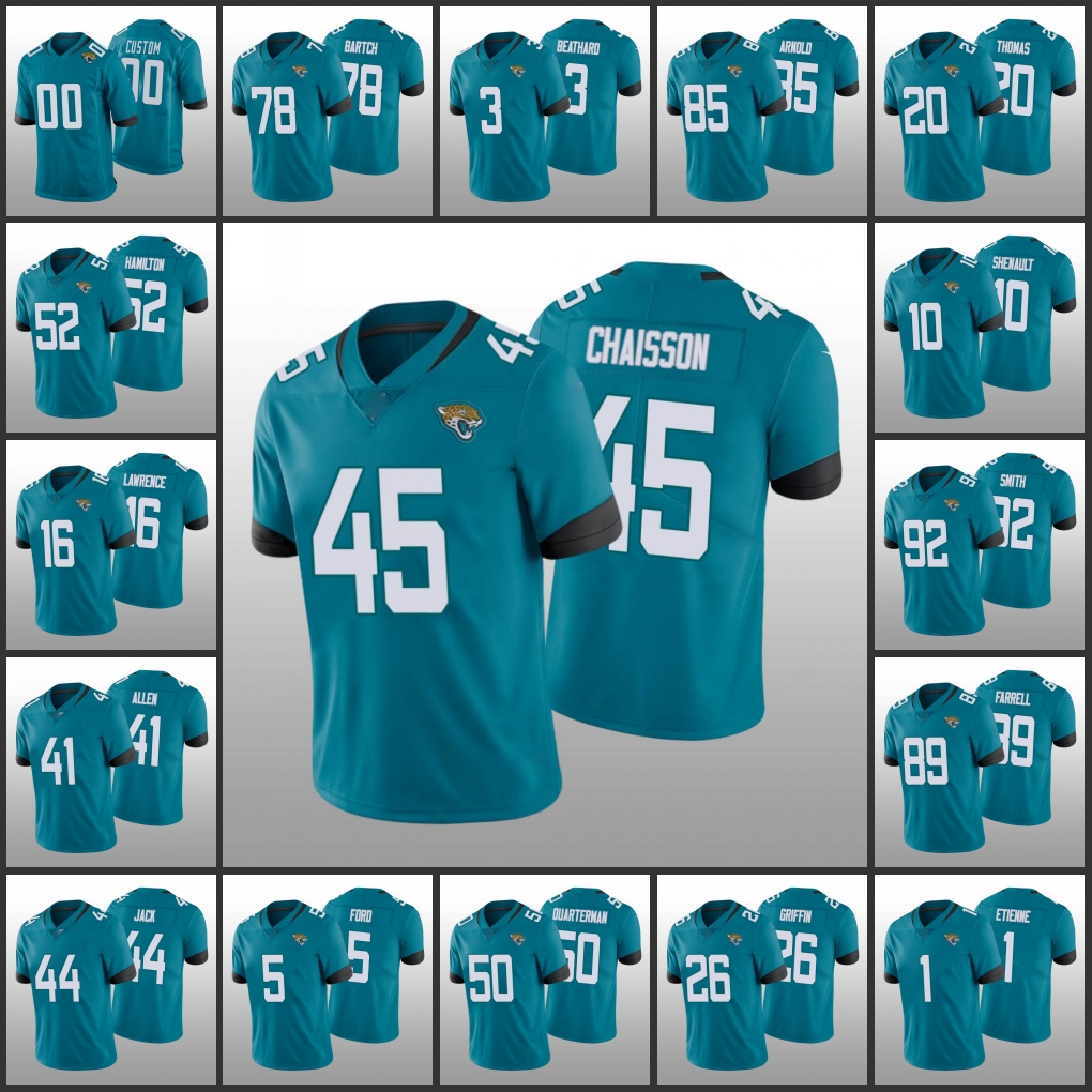 Jacksonville''Jaguars''Men #44 Myles Jack 41 Josh Allen 16 Trevor Lawrence 1 Travis Etienne 45 K'Lavon Chaisson Wom, Black;red
Jacksonville''Jaguars''Men #44 Myles Jack 41 Josh Allen 16 Trevor Lawrence 1 Travis Etienne 45 K'Lavon Chaisson Wom, Black;red