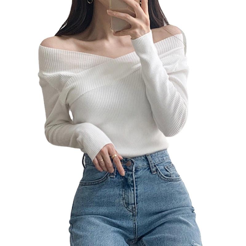 Women's Sweaters Sexy Off Shoulder Solid Slim Pullovers Autumn Winter V-neck Knitted Sweater Basic Jumper Long Sleeve Top, White;black
Women's Sweaters Sexy Off Shoulder Solid Slim Pullovers Autumn Winter V-neck Knitted Sweater Basic Jumper Long Sleeve Top, White;black