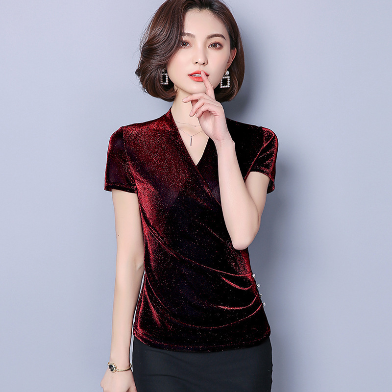 New Summer Women High Quality Cotton Tshirts Fashion Ladies V-Neck Tshirts 210306