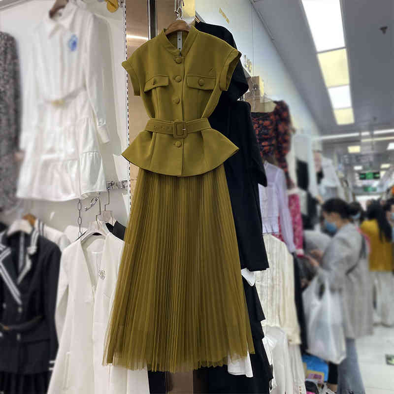 Women High Elastic Waist Pleated Skirt Temperament Short Sleeve Two Piece Set Slim Fashion Spring Summer 11B326 210525, Ginger
Women High Elastic Waist Pleated Skirt Temperament Short Sleeve Two Piece Set Slim Fashion Spring Summer 11B326 210525, Ginger
