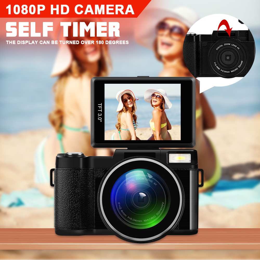 24MP HD Half-DSLR Professional Digital Camera w/4x Telephoto Fisheye Wide Angle Lens Camera Macro HD Video Camera