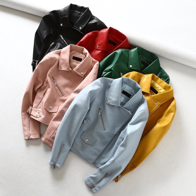 Spring Autumn Faux Leahter Jacket Fashion Women Slim Zipper Yellow Biker Pvc Coats Ladies Punk Style Black Jackets 210602
Spring Autumn Faux Leahter Jacket Fashion Women Slim Zipper Yellow Biker Pvc Coats Ladies Punk Style Black Jackets 210602