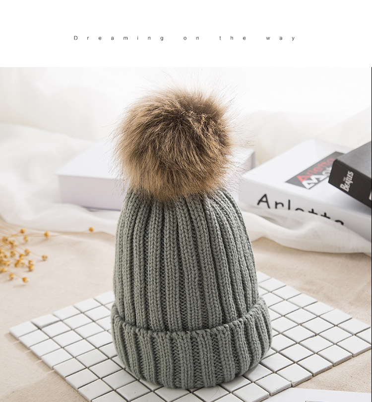 7 Styles Big Girls Knit Cap Kid Crochet PomPom Beanies Hat Fur Ball Hats Knitted Outdoor Caps girl Accessories M421