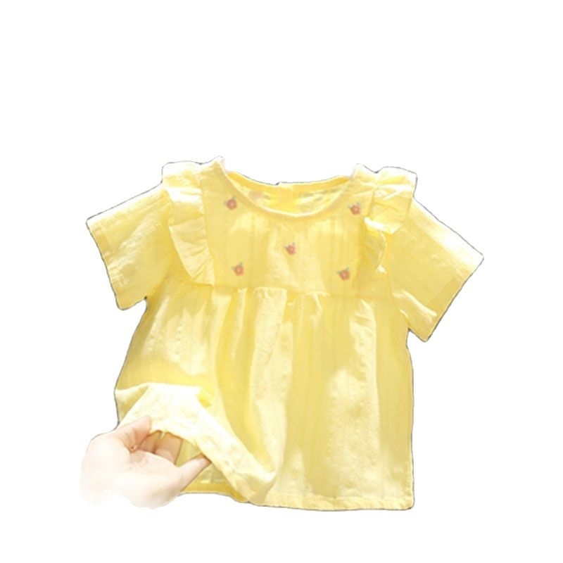 Baby pure cotton breathable tops children's summer clothes tees girls' small fresh baby shirts P4620 210622