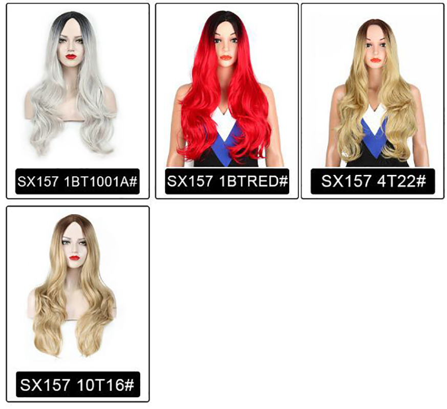 Fashion Long Wave Synthetic Omber Women's Hair wig for Daily Life Cosplay