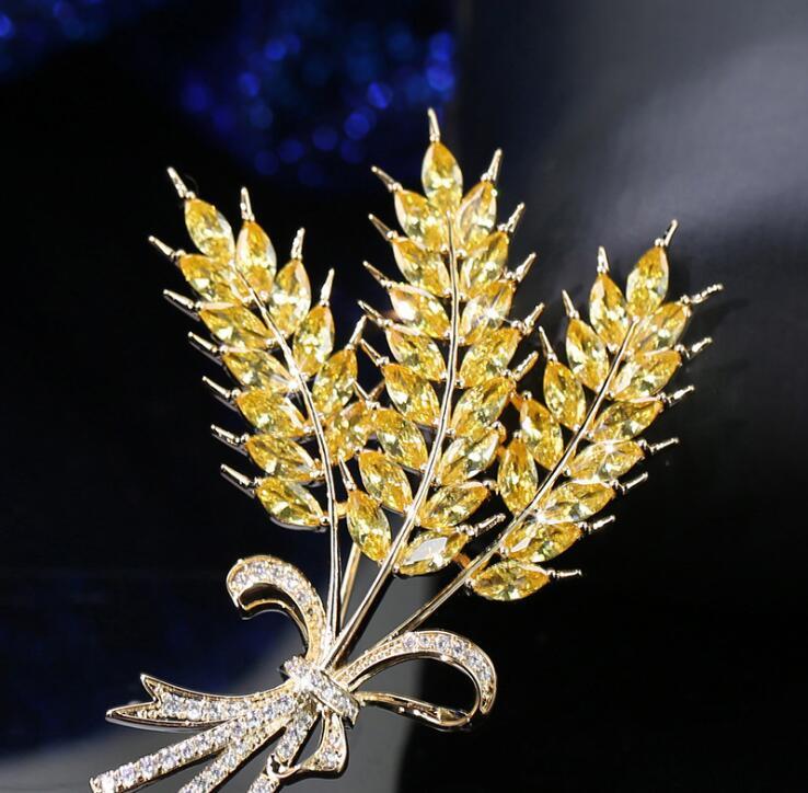 Women's Wheat Ear Brooch Teacher's Day Gift Corsage Coat Fall Winter Accessories Golden Barley Pin