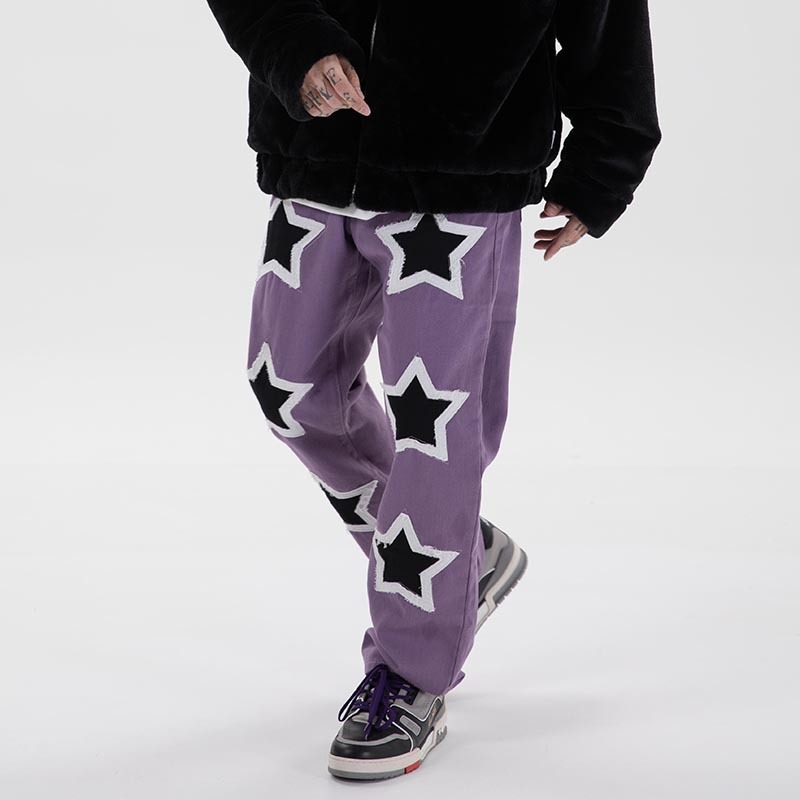 2021 New Bordado Estrelas Desgastado Brim De Homem e Mulher Streetwear Lavado Retro Denim Hip Hop Casual Baggy Calas Rewz, Purple
2021 New Bordado Estrelas Desgastado Brim De Homem e Mulher Streetwear Lavado Retro Denim Hip Hop Casual Baggy Calas Rewz, Purple