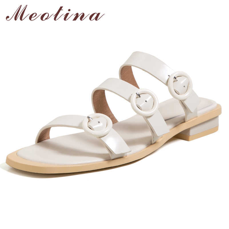 Meotina Women Slippers Shoes Narrow Band Low Heel Sandals Square Toe Slides Thick Heel Cow Leather Ladies Footwear Summer Black 210608, White
Meotina Women Slippers Shoes Narrow Band Low Heel Sandals Square Toe Slides Thick Heel Cow Leather Ladies Footwear Summer Black 210608, White