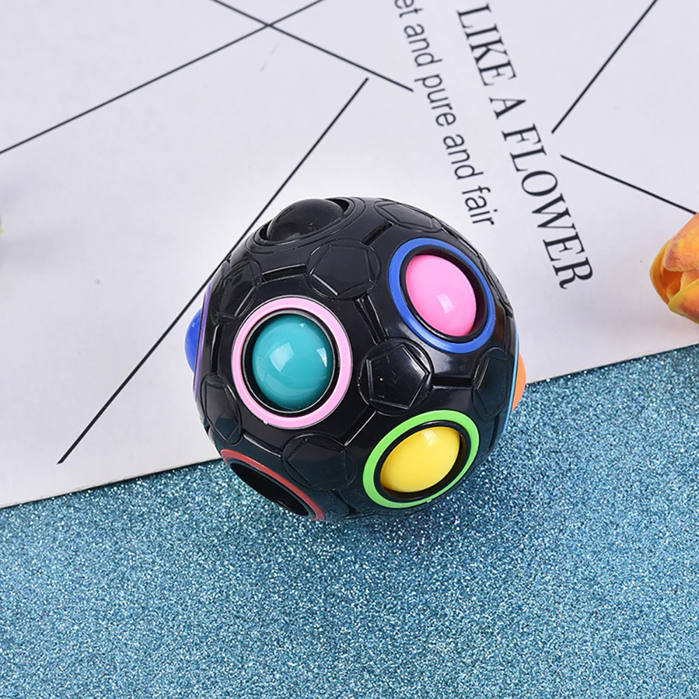 Magic Cube Rainbow Ball 3D Puzzle Tangram Fidget Toy Anti Stress Reliever Brain Teasers Educational Games Xmas Birthday Gifts for Boys Girls Kids Chil