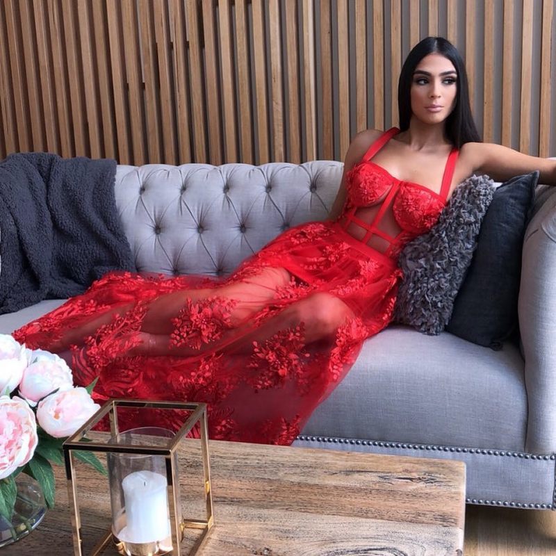 Celebrity High Quality Red White Black Lace Sleeveless Hollow Out Long Rayon Bandage Dress Evening Party Elegant Dress 210315