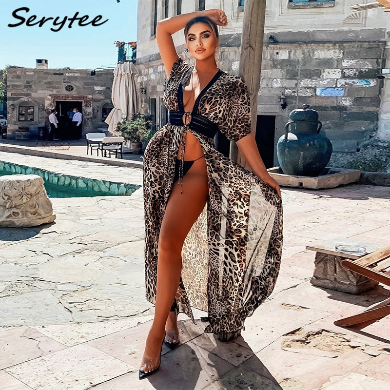 Serytee Leopard Print Chiffon Cover Up Long Dress Women 2021 Summer V Neck Short Sleeve Loose High Slit Wrap Dresses Beachwear, Brown
Serytee Leopard Print Chiffon Cover Up Long Dress Women 2021 Summer V Neck Short Sleeve Loose High Slit Wrap Dresses Beachwear, Brown