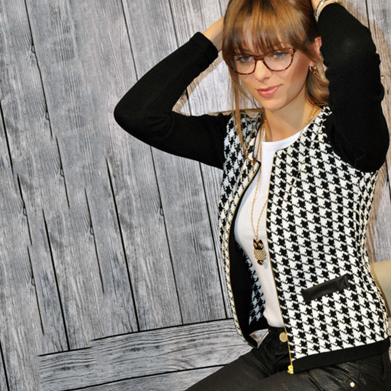 Womens Jacket Casual Coat Houndstooth Jakcet Long Sleeve Women Top Splicing Zip Slim Jacket Coat Female, Black
Womens Jacket Casual Coat Houndstooth Jakcet Long Sleeve Women Top Splicing Zip Slim Jacket Coat Female, Black