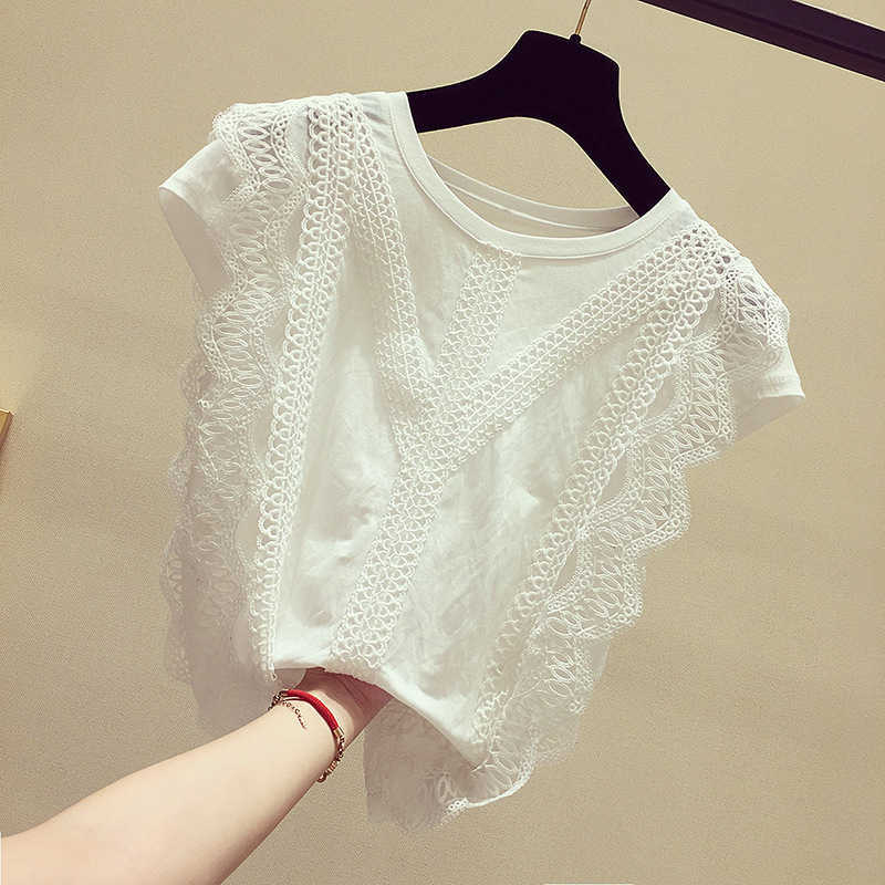 Fashion Clothing Plus Size Solid Shirt Summer Womens Tops and Blouses Lace Patchwork Blusas 210721, White
Fashion Clothing Plus Size Solid Shirt Summer Womens Tops and Blouses Lace Patchwork Blusas 210721, White