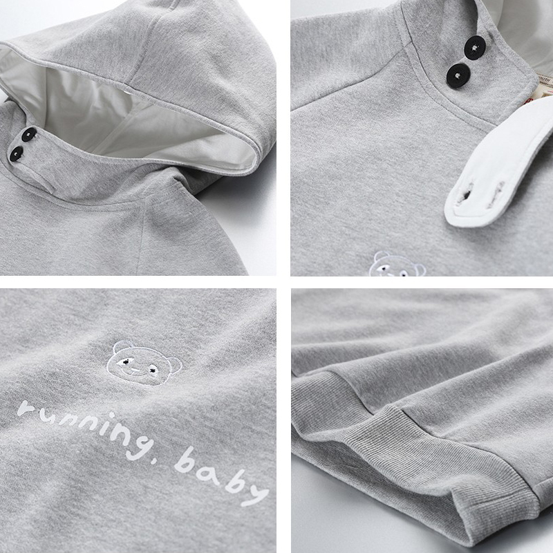 Toyouth Autumn Women Panda Fleece Hoodies Sweatshirts Casual Long Sleeve Tracksuits Female Letter Printed Pullover Moletom 201102