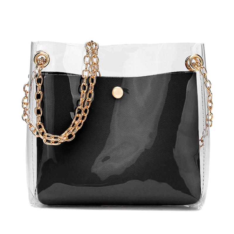 Women Transparent Shoulder Bag Clear PVC Jelly Small Bucket Bag Female Chain Crossbody Messenger Bags Shoulder Handbag #BL3, Black
Women Transparent Shoulder Bag Clear PVC Jelly Small Bucket Bag Female Chain Crossbody Messenger Bags Shoulder Handbag #BL3, Black