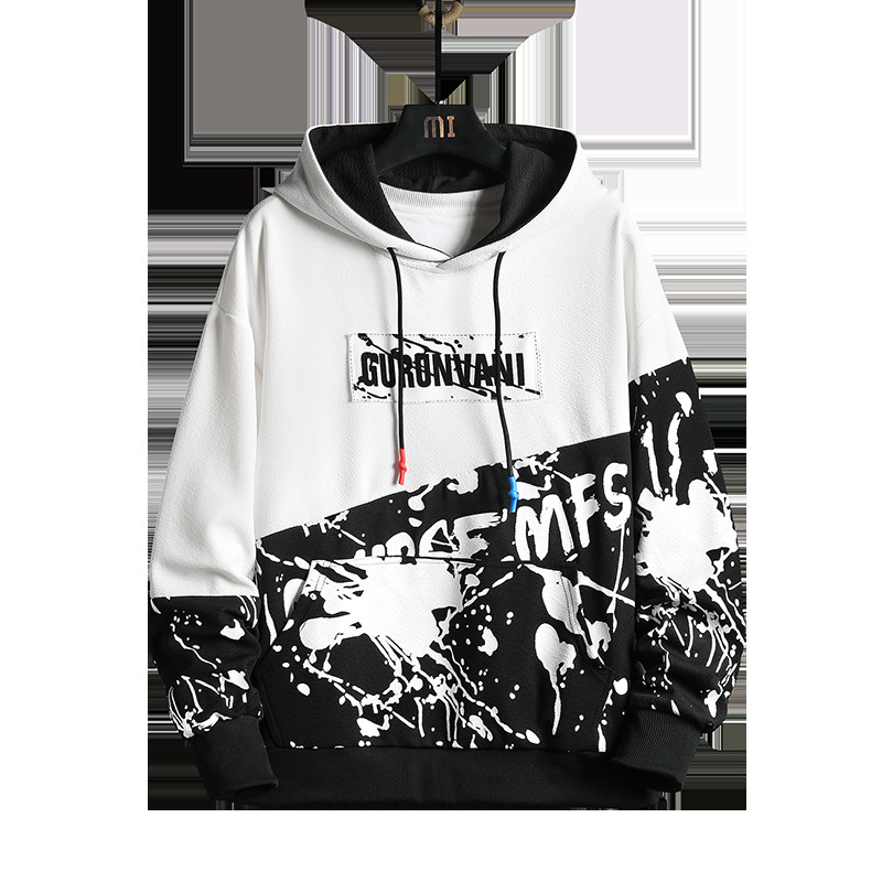 Japan Style Casual O-Neck Spring Autumn Print Hoodie Sweatshirt Men'S Thick Fleece Hip Hop High Streetwear Clothes 201103