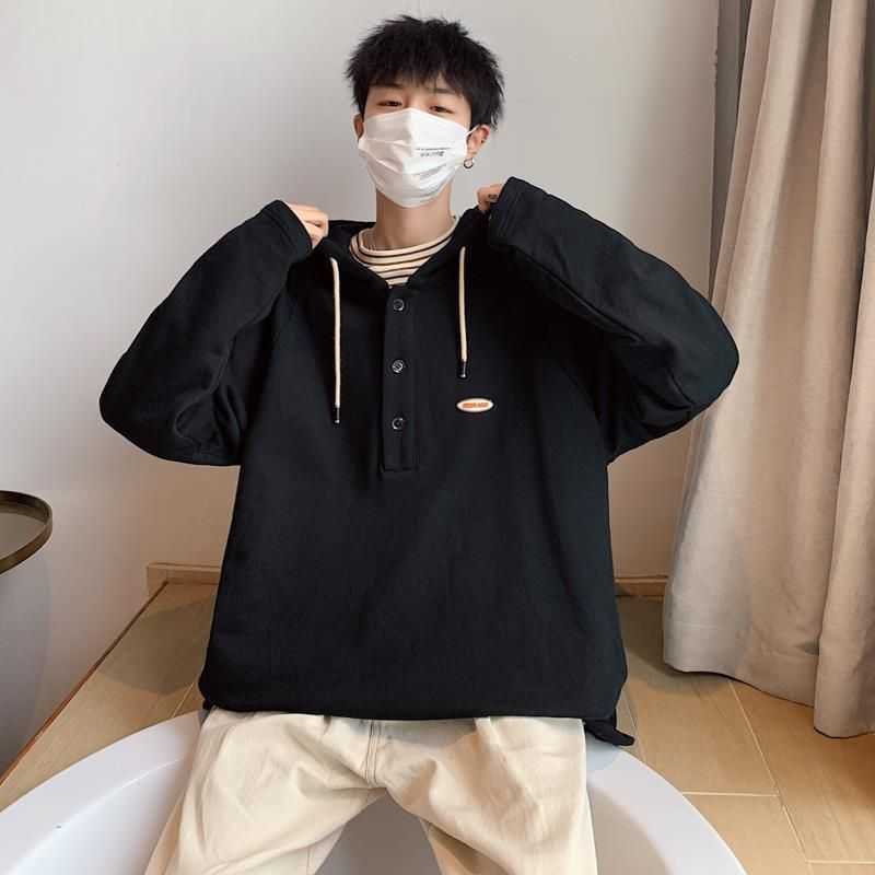 SS Hoodie Men's Hooded Hong Kong Style Korean Fashion Student Loose All-match Handsome Streetwear simple preppy sweatshirts 210526