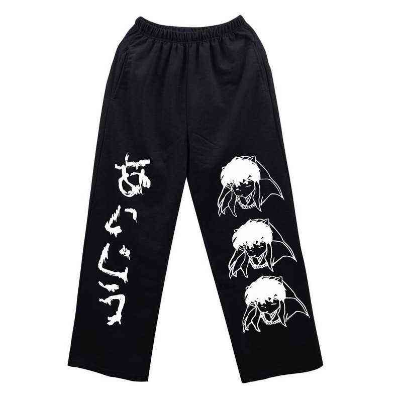 HOUZHOU Japanese Harajuku Anime Print Wide Leg Pants Women Hippie Streetwear Black Sweatpants Korean Style Oversized Trousers 211115