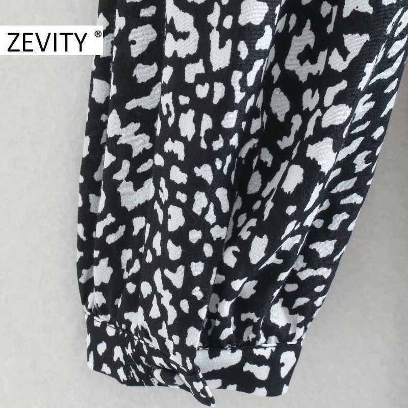 ZEVITY women vintage v neck animal texture print a line dress female long sleeve kimono vestidos chic casual slim dresses DS4491 210603