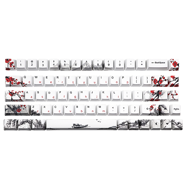68 Keys Keycap Wangjiang Plum Blossom Keycap Dye Sublimation OEM Profile Mechanical Keyboard Keycap For K6 IFG68 TADA68 EK820