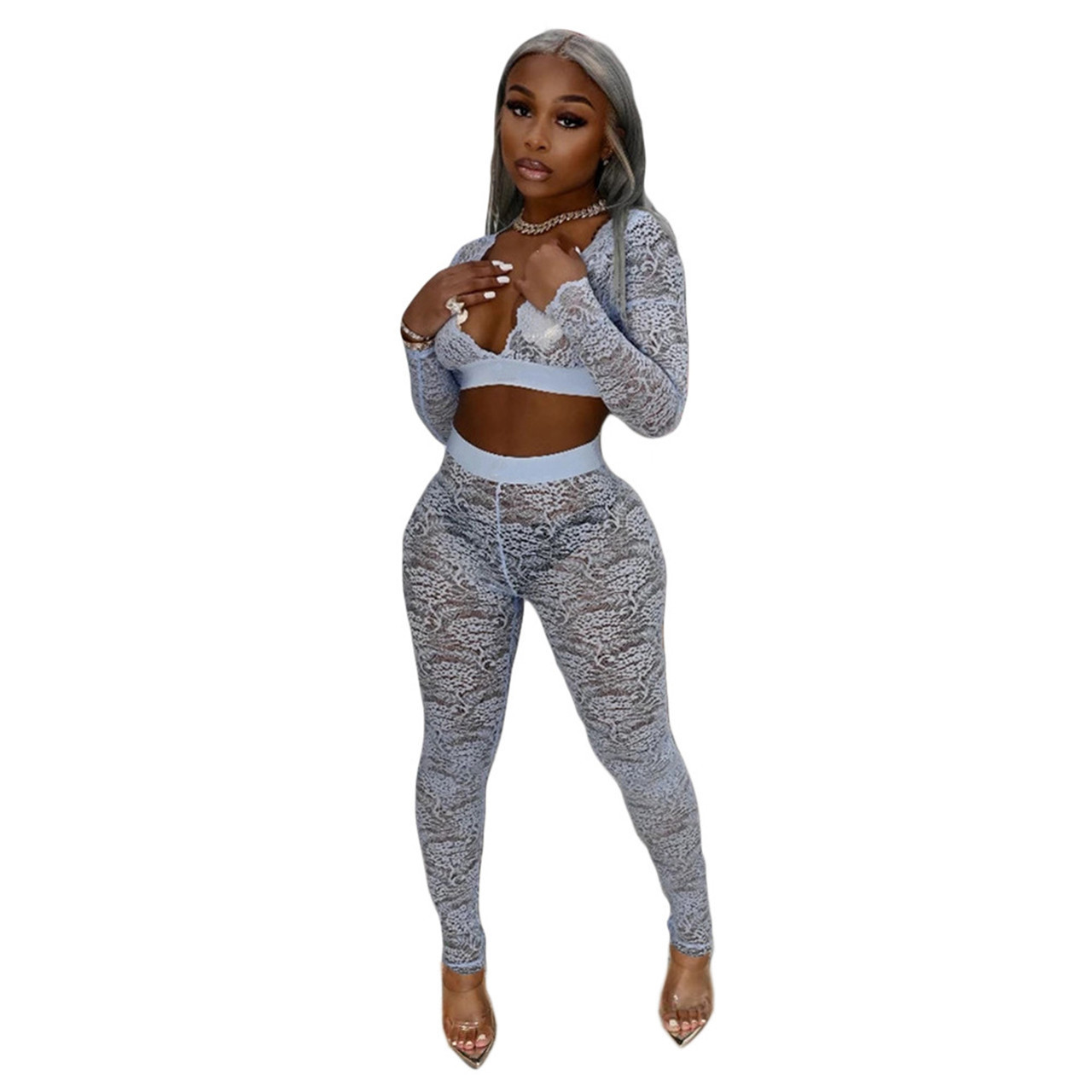 Designer 2023 elegant jumpsuits overalls for women wear sexy lace V-neck suit two piece clubwear rompers S-2XL Recommend