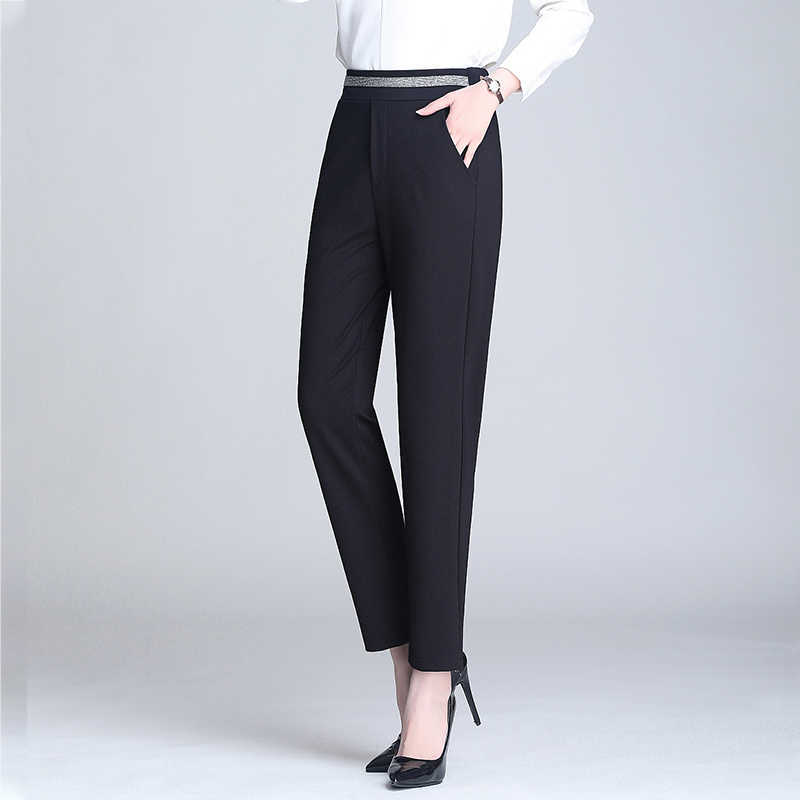 high Elastic Waist harem female pants Elegant Women Bottoms spring workwear Office Ladies Skinny womens Trousers Plus size 210608