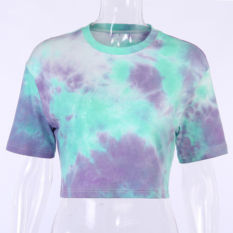 Tie Dye Oversized Cropped T shirt Women Summer Short Sleeve Casual Loose Cotton Crop Top T-shirts Hip Hop Streetwear Tops T200614