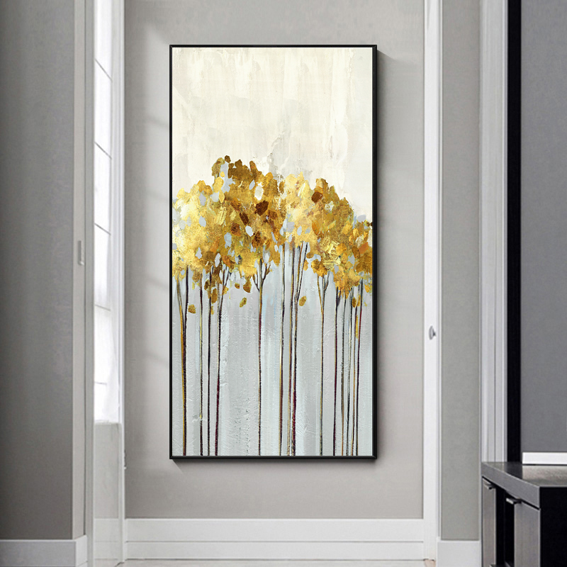 Big Size Nordic Vintage Abstract Golden Rich Tree Poster Canvas Painting Wall Art Pictures for Living Room Cuadros Home Decor