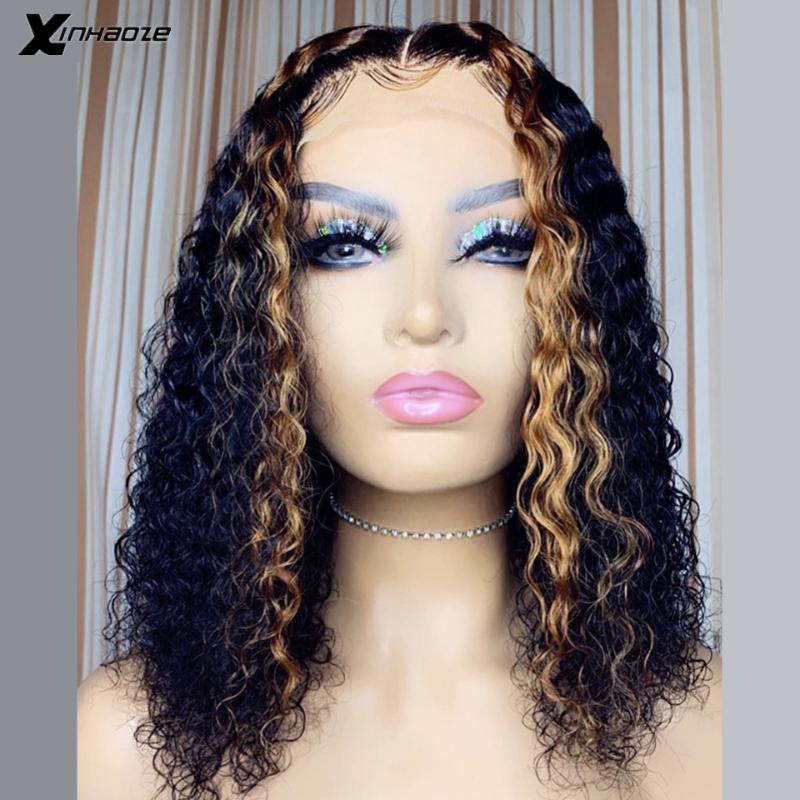 Lace Wigs Highlight Wet And Wave Short Bob 150 Density Colored Human Hair 13x4 Deep Water Front