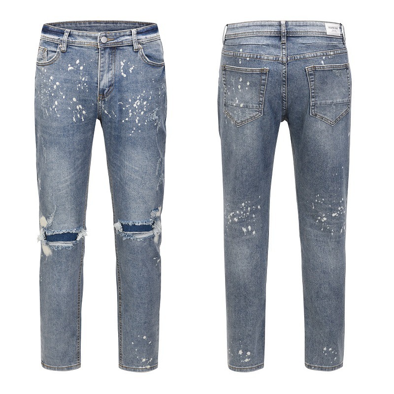 jeans kanye of gaojie cut holes with the same knife, slim fitting , lovers, street splash trend, Blue
jeans kanye of gaojie cut holes with the same knife, slim fitting , lovers, street splash trend, Blue