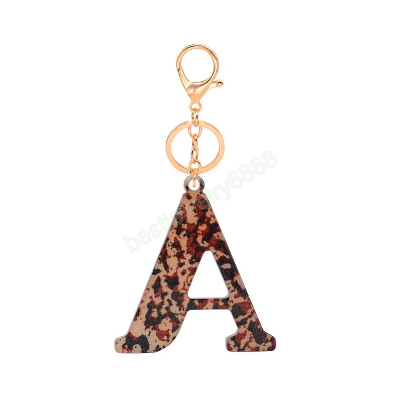 Acrylic 26 Letters Plastic Keychains Leopard Print A-Z Initial Keyrings Women Handbag Hanging Pendant Key Chains Accessories