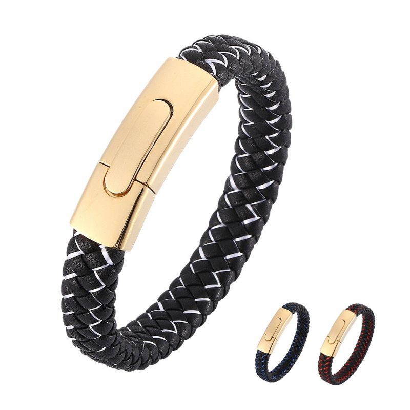 Couple Gift Colorful Style Leather Cuff Bracelet Gold Stainless Steel Button Buckle Bracelets
Couple Gift Colorful Style Leather Cuff Bracelet Gold Stainless Steel Button Buckle Bracelets