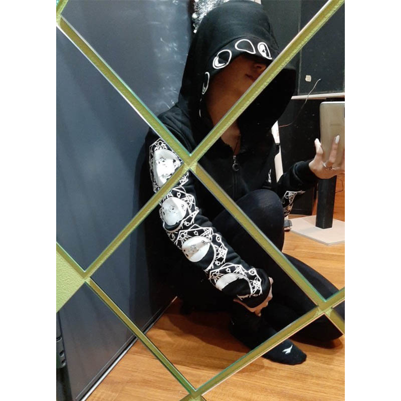 Rosetic Goth Hooded Black Hoodie Women Gothic Casual Moon Print Chic Black Hoodies Plus Size Fashion Streetwear Sweatshirt 201202