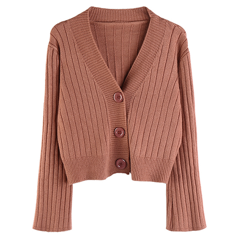 2021 New Button Cardigan Womens Knit Short Coat Female Solid V-neck Long Sleeve Sweater Autumn Stylish Chic Girls Sweaters 49j4, Orange 
2021 New Button Cardigan Womens Knit Short Coat Female Solid V-neck Long Sleeve Sweater Autumn Stylish Chic Girls Sweaters 49j4, Orange