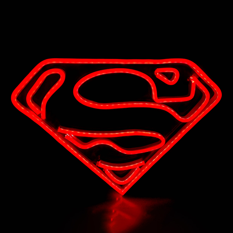 Super bright LED neon Sign Superman logo home bedroom club wall decoration customized LED neon lights children's room atmosphere lights holiday l