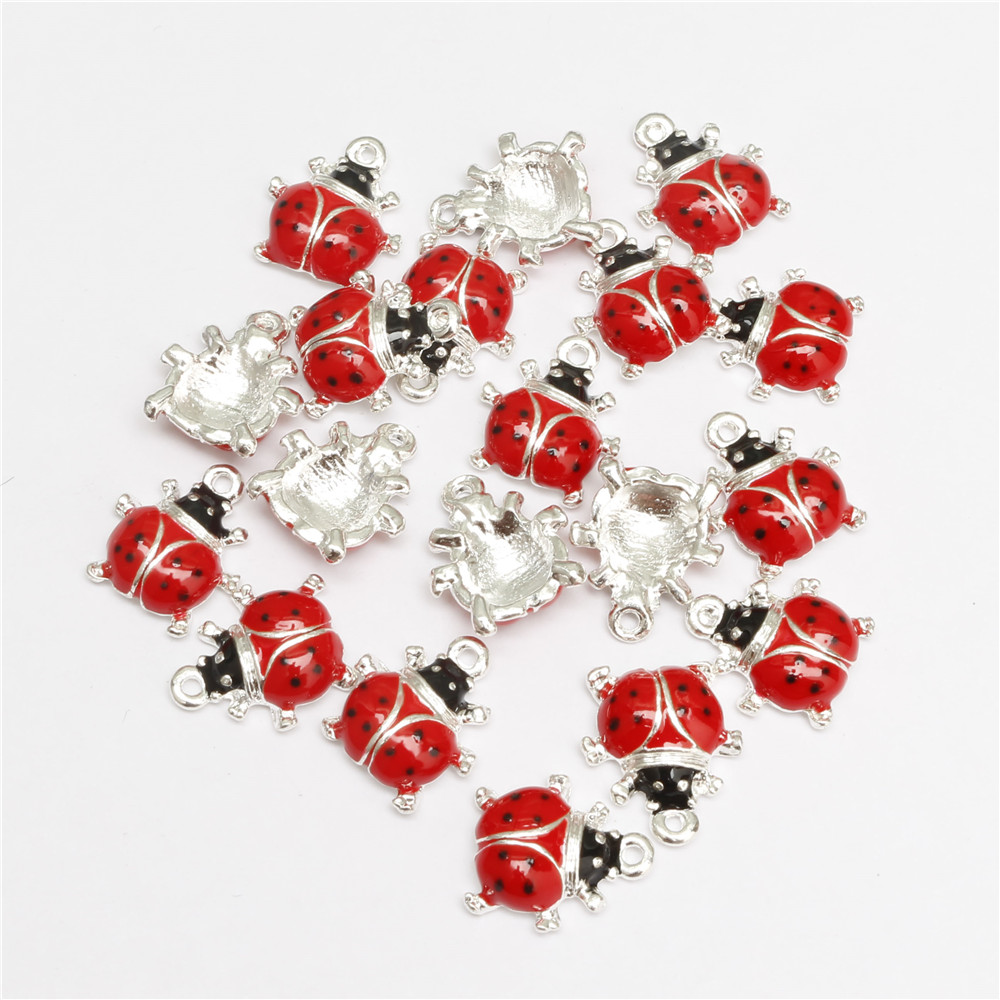 50pcs Classics Colorful Enamel Zinc Alloy Pendant Charm Ladybird Classic Necklace Pendant DLY Accessories DIY Jewelry Crafts