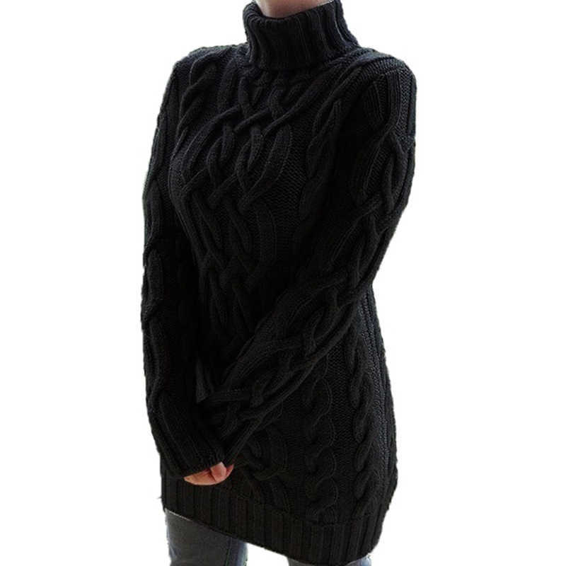 Woman Femme Chandails Korean Women's Turtleneck Pullover Sweaters Long Sleeve Knitted Black Slim Fit Thick Women 210604