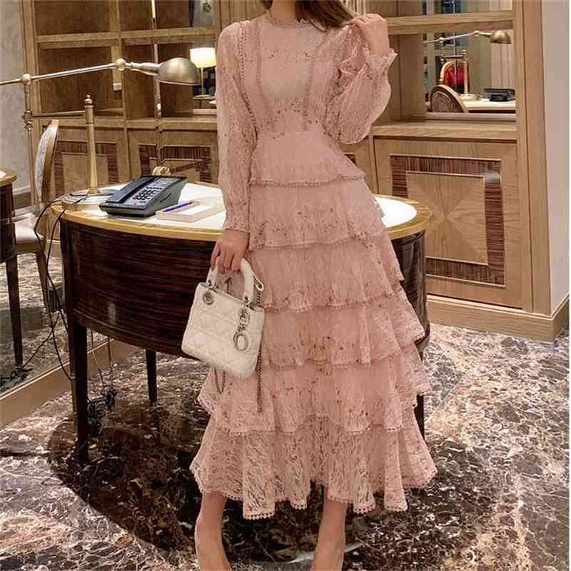 Pink Lace Embroidery Maxi Dress Female spring Winter Full sleeve high waist Ruffle elegant Long party dresses Woman 210719, Pink short sleeve
Pink Lace Embroidery Maxi Dress Female spring Winter Full sleeve high waist Ruffle elegant Long party dresses Woman 210719, Pink short sleeve