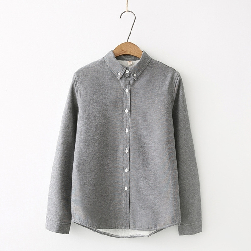 Women's Shirt Autumn Winter Candy Color Berber Fleece Thickening Cotton Blouses Female Lapel Warm Bottoming Shirt OL Blusas Tops 210225