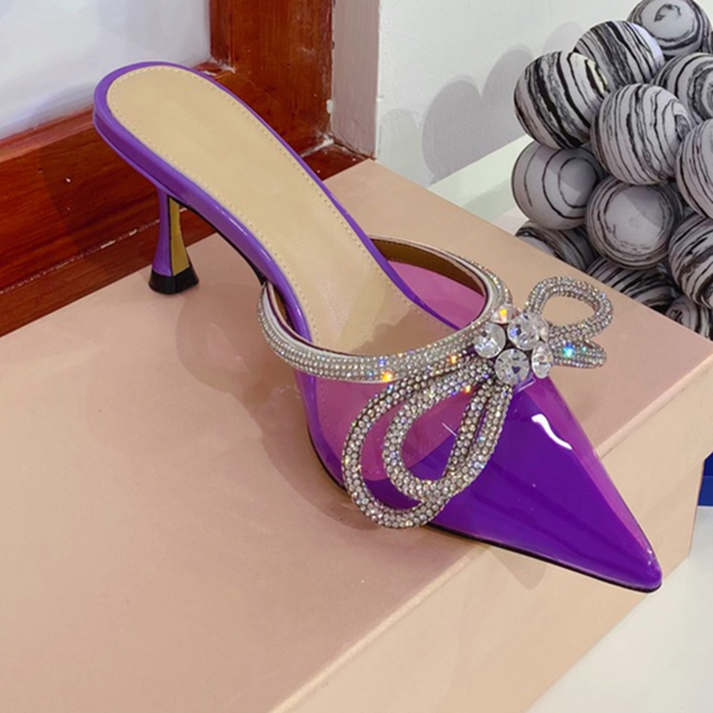 Fashion womens Middle heel slippers transparent PVC sandals Rhinestone bow decorative evening women shoes Luxury designer sandal big size slipper 35-43, Fuchsia
Fashion womens Middle heel slippers transparent PVC sandals Rhinestone bow decorative evening women shoes Luxury designer sandal big size slipper 35-43, Fuchsia