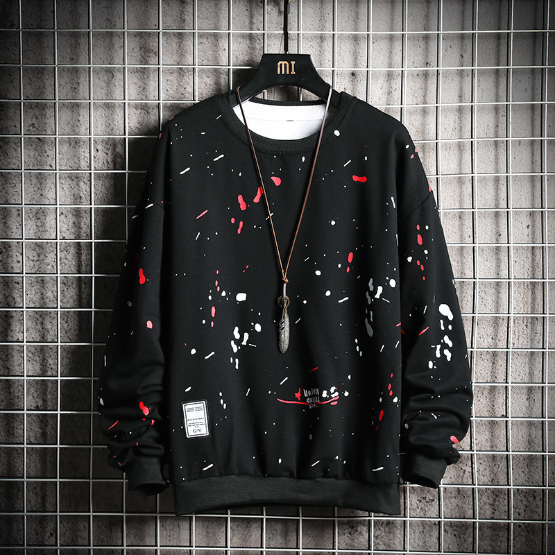 New Trend Men Hoodies Casual Solid Splice Pullover O-Neck Slim Fit Men's Sportswear Sweatshirt Print Male Hoody Tracksuit 201103