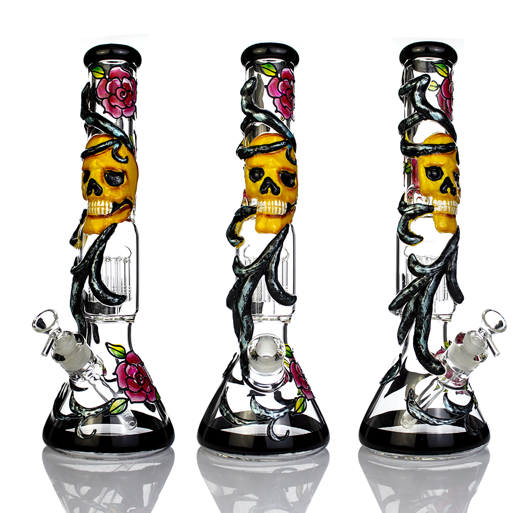 16 Inch Big 7mm Glass Beaker Bong Hookah Tall Skulls Roses Smoking Water Pipe Hand Painting Dab Rigs
16 Inch Big 7mm Glass Beaker Bong Hookah Tall Skulls Roses Smoking Water Pipe Hand Painting Dab Rigs