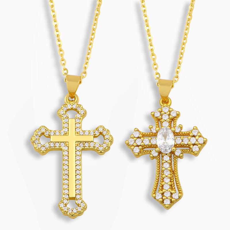 Pendant Necklaces FLOLA Micro Pave Cross Necklace For Women Gold Plated Rhinestone CZ Crystal Religious Jesus Jewelry Gift Nket87
Pendant Necklaces FLOLA Micro Pave Cross Necklace For Women Gold Plated Rhinestone CZ Crystal Religious Jesus Jewelry Gift Nket87