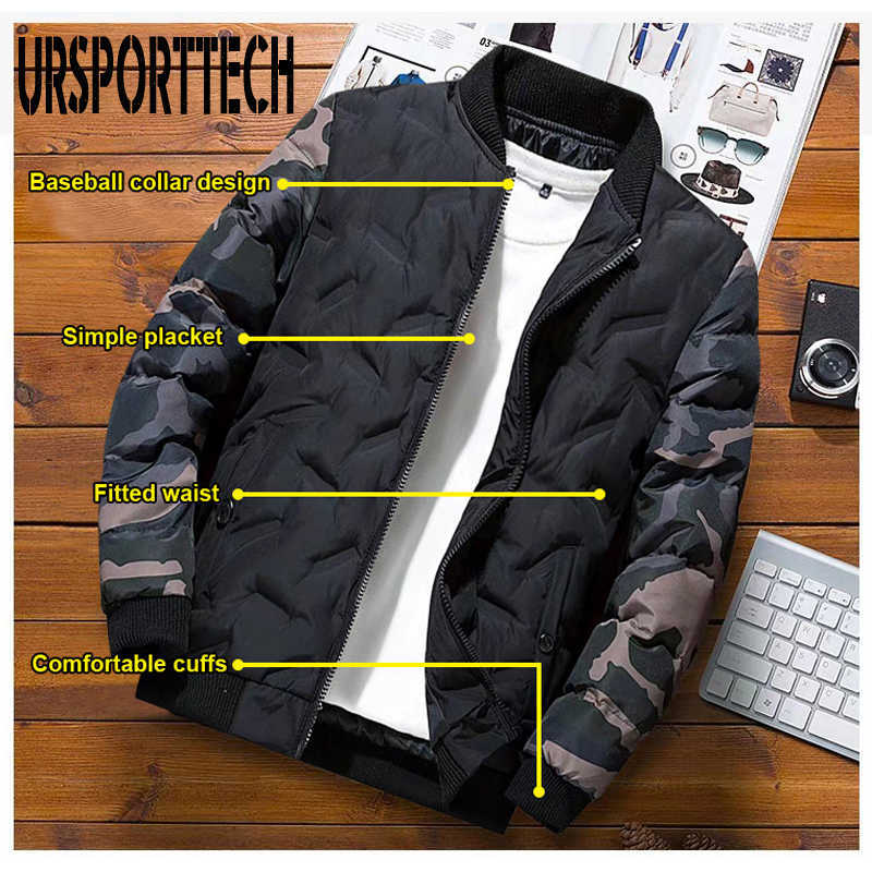 Mens Winter Jackets and Coats Camouflage Bomber Jacket Men's Windbreaker Thick Warm Military Male Parkas Outerwear Male Clothing 210818