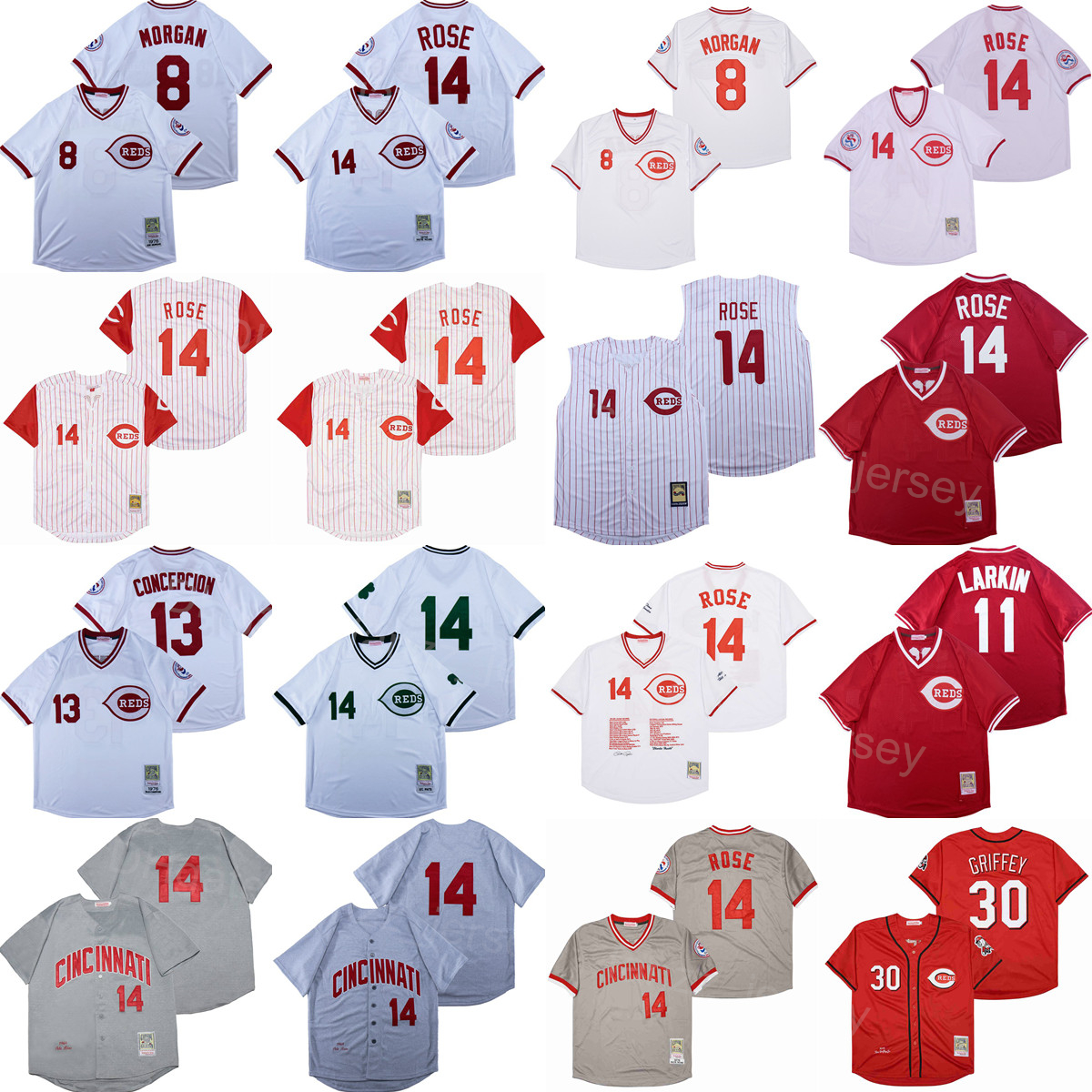 1969 1976 Retro Baseball 14 Pete Rose Jersey Vintage 11 Barry Larkin 8 Joe Morgan 13 Dave Concepcion Pullover Pinstripe White Grey Red All Stitched Cool Base Retire
1969 1976 Retro Baseball 14 Pete Rose Jersey Vintage 11 Barry Larkin 8 Joe Morgan 13 Dave Concepcion Pullover Pinstripe White Grey Red All Stitched Cool Base Retire