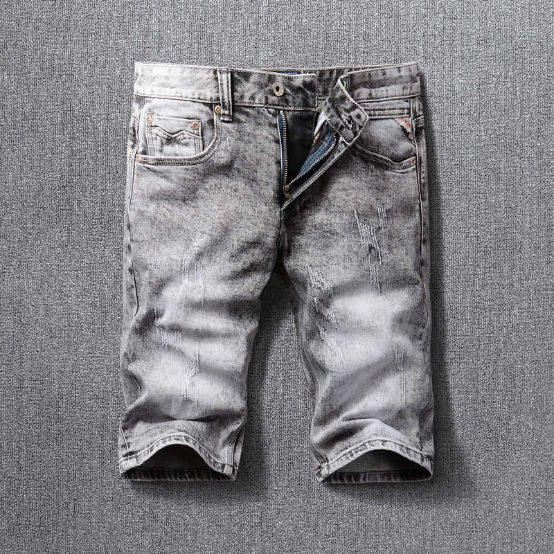 Summer Fashion Vintage Designer Men Jeans Retro Gray Elastic Cotton Distred Ripped Denim Shorts Italian Style Short A8ZC
Summer Fashion Vintage Designer Men Jeans Retro Gray Elastic Cotton Distred Ripped Denim Shorts Italian Style Short A8ZC