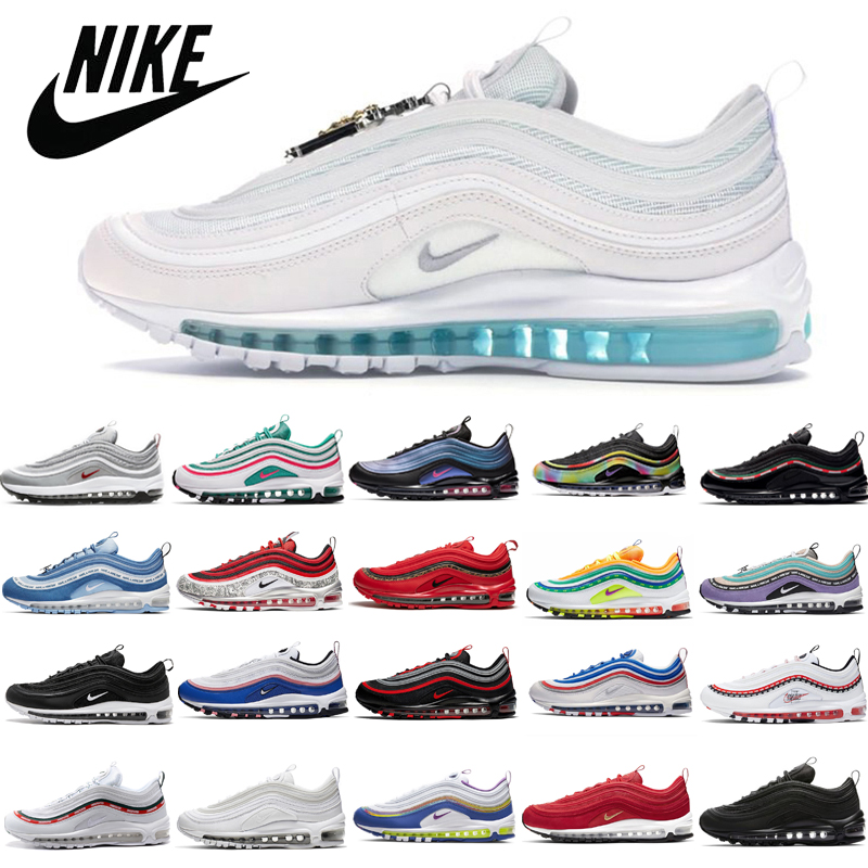 97 Nike running shoes Bred Mschf Lil Nas x Satan black white USA Luke inri jesus mens Halloween triple metalic gold University Red 97s undefeated, 5 36-45 triple black