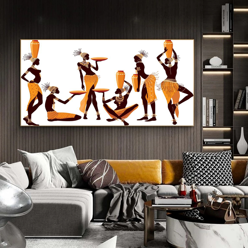 African Woman Art Canvas Prints Wall Art Pictures For Living Room Home Decor Indoor Decorations Abstract Portrait Wall Painting