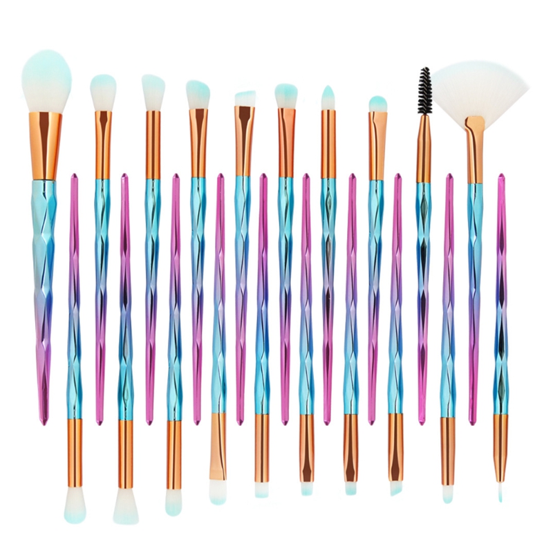 Makeup Brushes Set 20pcs Diamond Fan Powder Foundation Brush Blending Eyeshadow Lip Cosmetic Eye Make Up tool kit